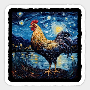 Eggstraordinary Charm Chicken Starry Night Tee for Poultry Devotees Sticker